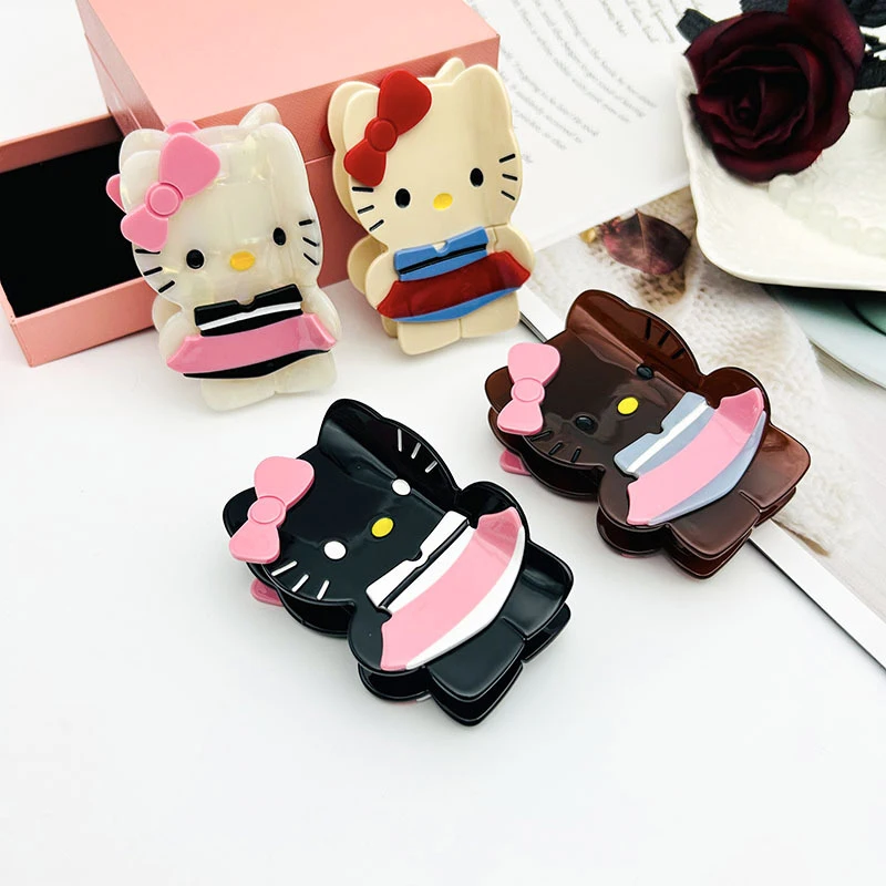 Cute KT Cat Claw Clamp Kawaii Cartoon Hello Kitty Hairpin Shark Clips For Women Hair Clip Hair Accessories Girls Gifts