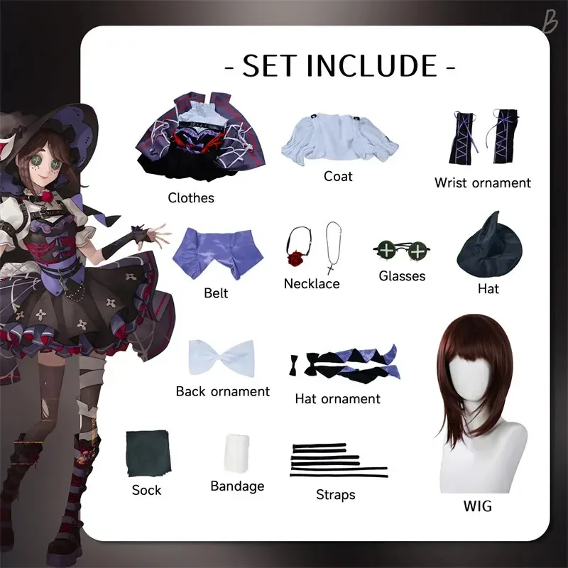 CyIdentity 5 البستاني إيما وودز تأثيري حلي كرنفال موحدة شعر مستعار أنيمي هالوين ملابس تنكرية للحفلات النساء الكبار لعبة