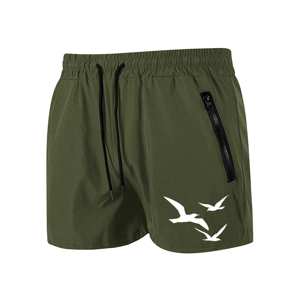 

Summer Casual Fitness Shorts Comfortable And Breathable With Elastic Waistband And Zippered Pockets Perfect For The Beach
