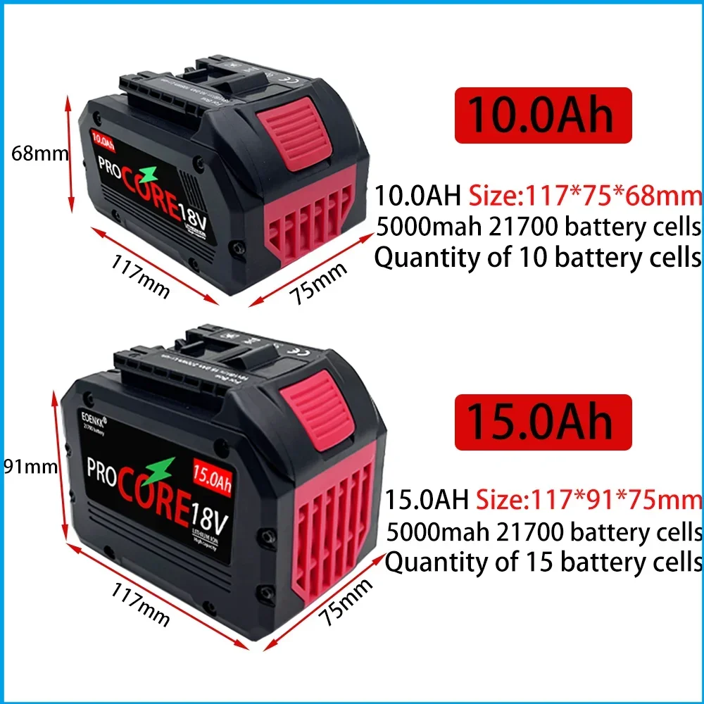 For Bosch 18V 10AH 15AH Professional System Cordless Tool BAT609 BAT618 GBA18V8 21700 Battery 18V ProCORE Replacement Battery