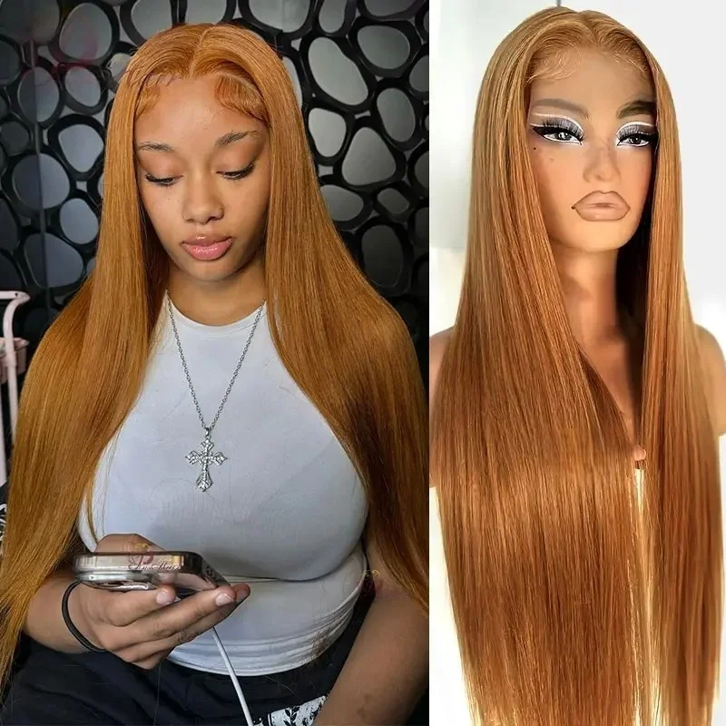 

Light Brown 13x4 HD Bone Straight Lace Front Wigs Heat Resistant Honey Blonde Glueless Synthetic Daily Cosplay On Clearance Sale