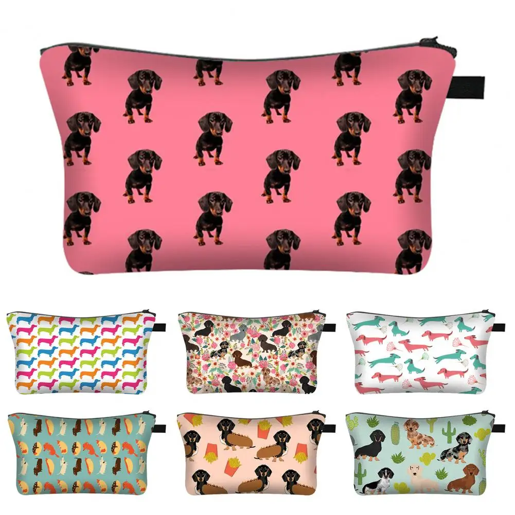 Travelling Cosmetic Bag Capacity Wiener Dog Print Cosmetic Bag Portable Soft Multifunctional Travel Toiletry Makeup Storage