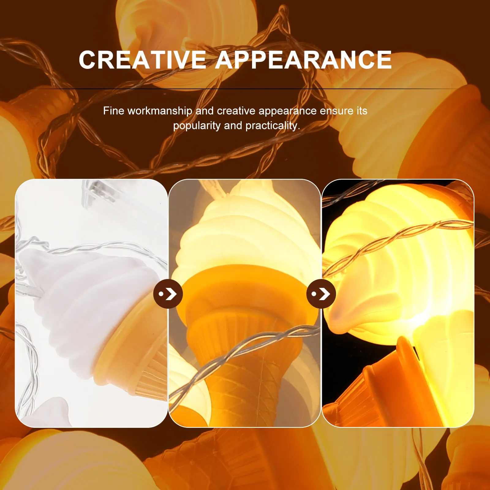 

Набор из 1 стильной светодиодной гирлянды в виде мороженого для декора вечеринок, детских комнат, спален, баров, магазинов и других помещений