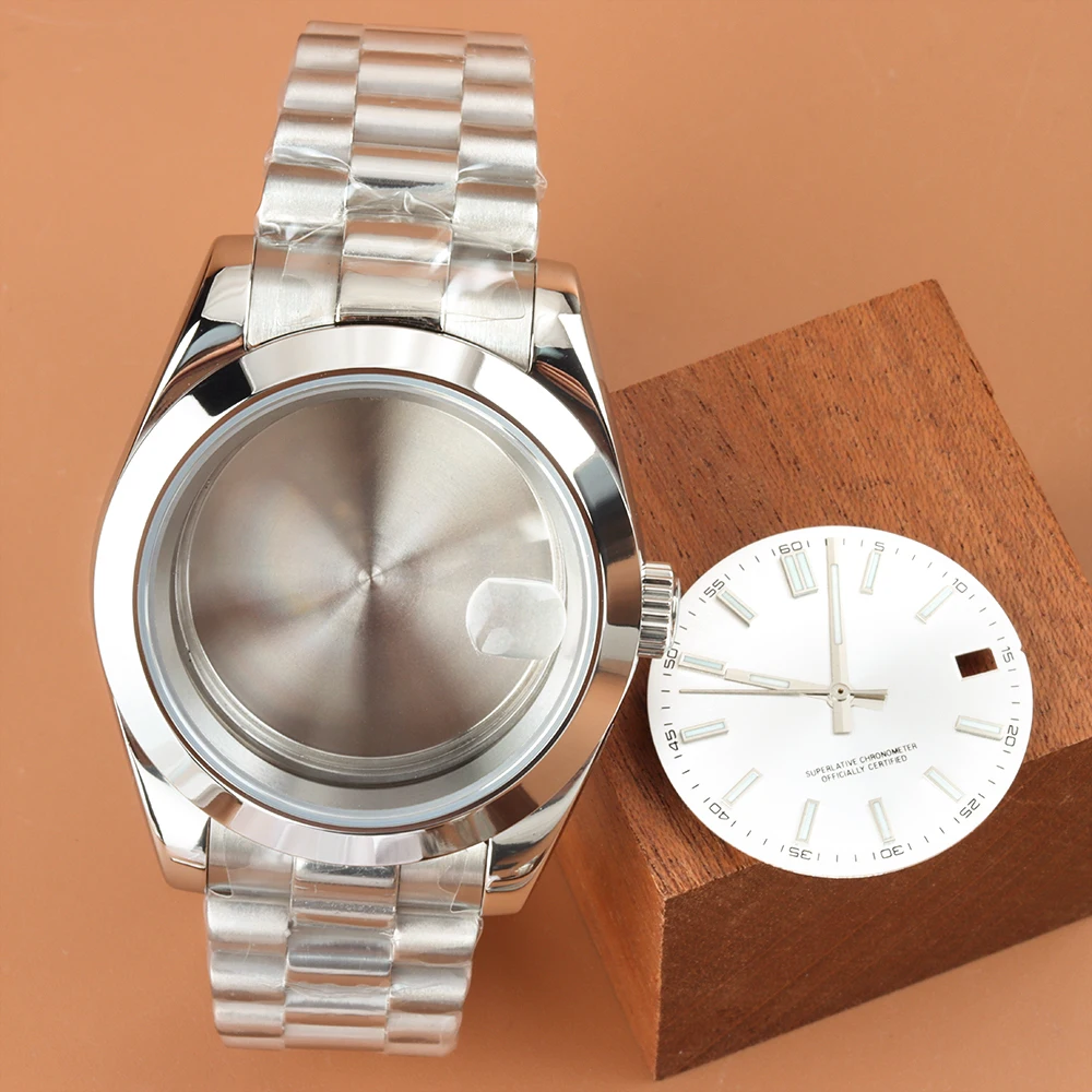 

NH35 36mm/39mm Watch Case with 28.5mm NH35 Minimalist Dial Hands Set Stainless Steel Presidential Strap Fit NH35 NH36 Movement