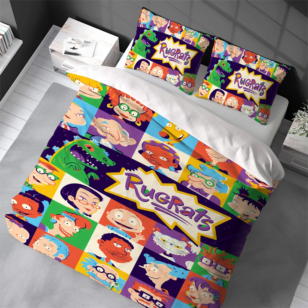 

Cute Funny R-Rugrats Cartoon Duvet Cover Set Home Style Bedding Soft Laundry Cotton Bed 3 Piece Set Student Dormitory Gift