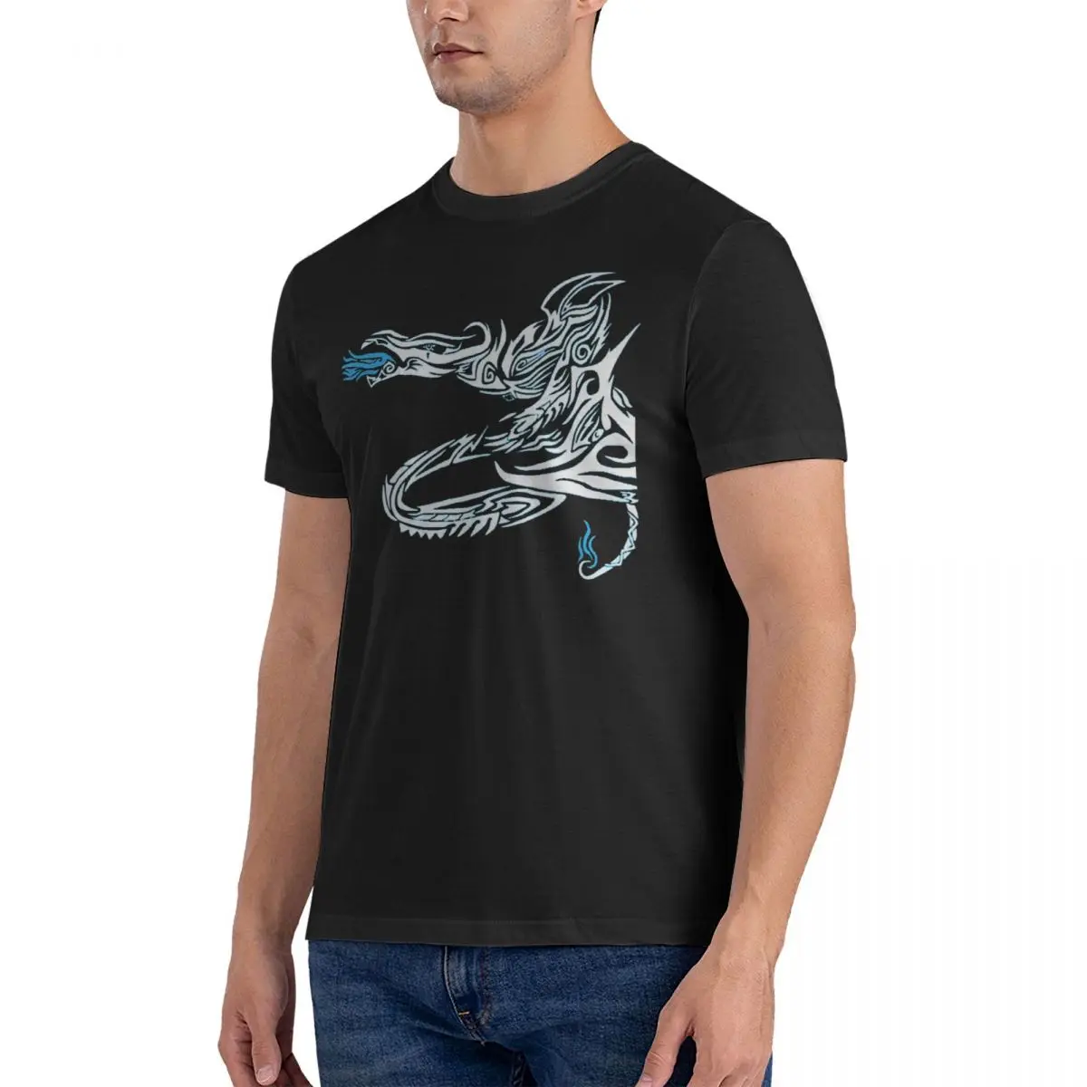 Men's Ice Dragon T Shirts Dragon's Dogma Pure Cotton Tops Novelty Short Sleeve O Neck Tees Gift Idea T-Shirts