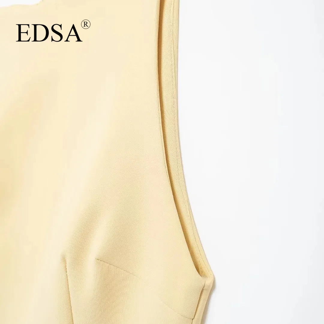 EDSA Women Sleeveless Mini Dress with Belt High Waist Casual Female Sexy Party Short Dressesz