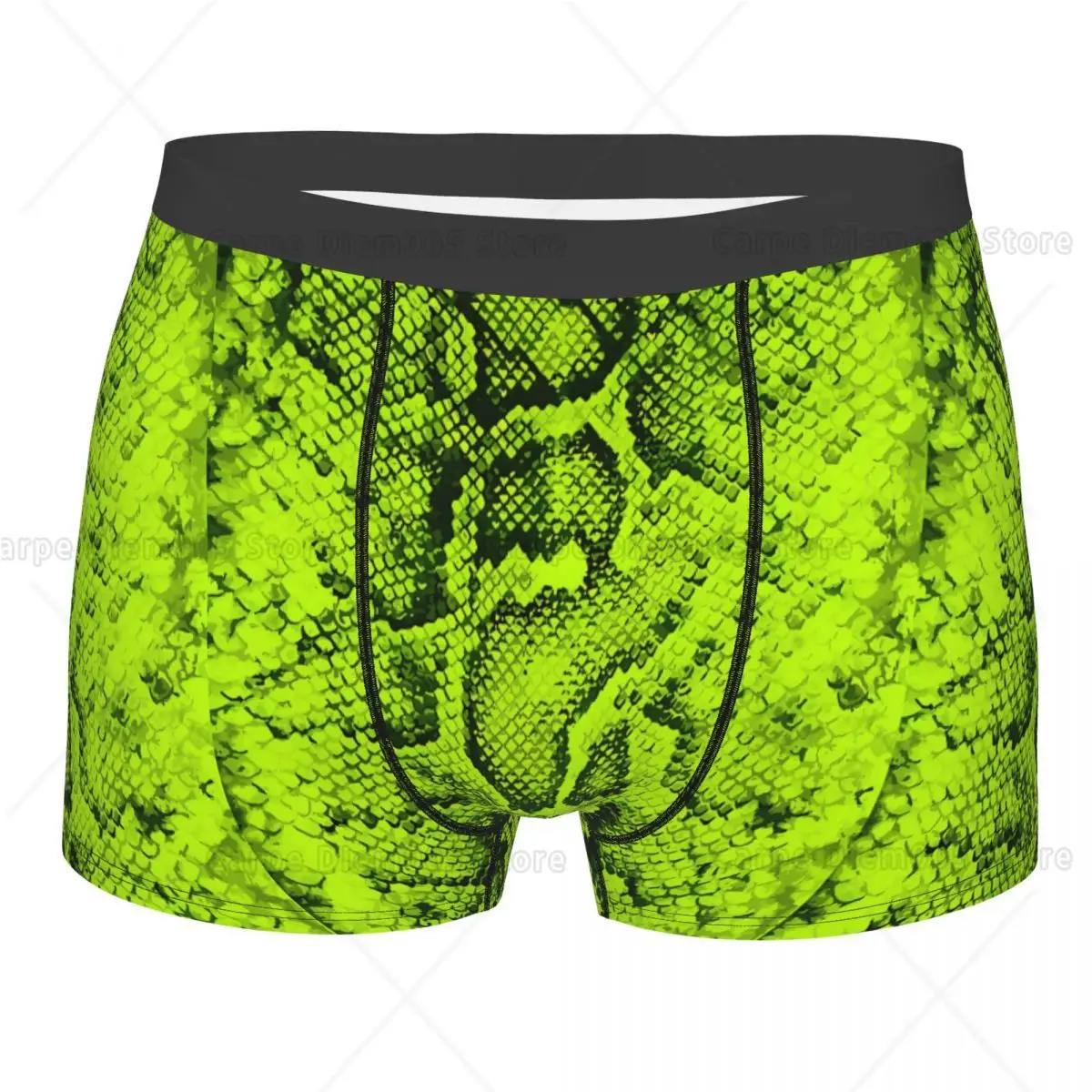 Green Snake Skin Men's Boxer Briefs Print Soft Underwear Comfort Stretch Waistband Underpants Boxer Soft Machine Washable