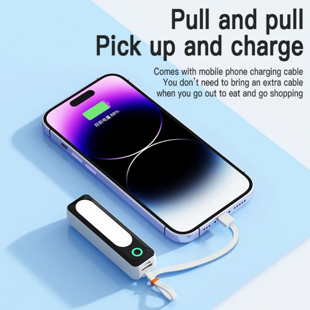 5000mAh Portable Phone Charger PowerBank Phone External Battery Camping Emergency Fast Charging Ribbon Light Mini Power Bank