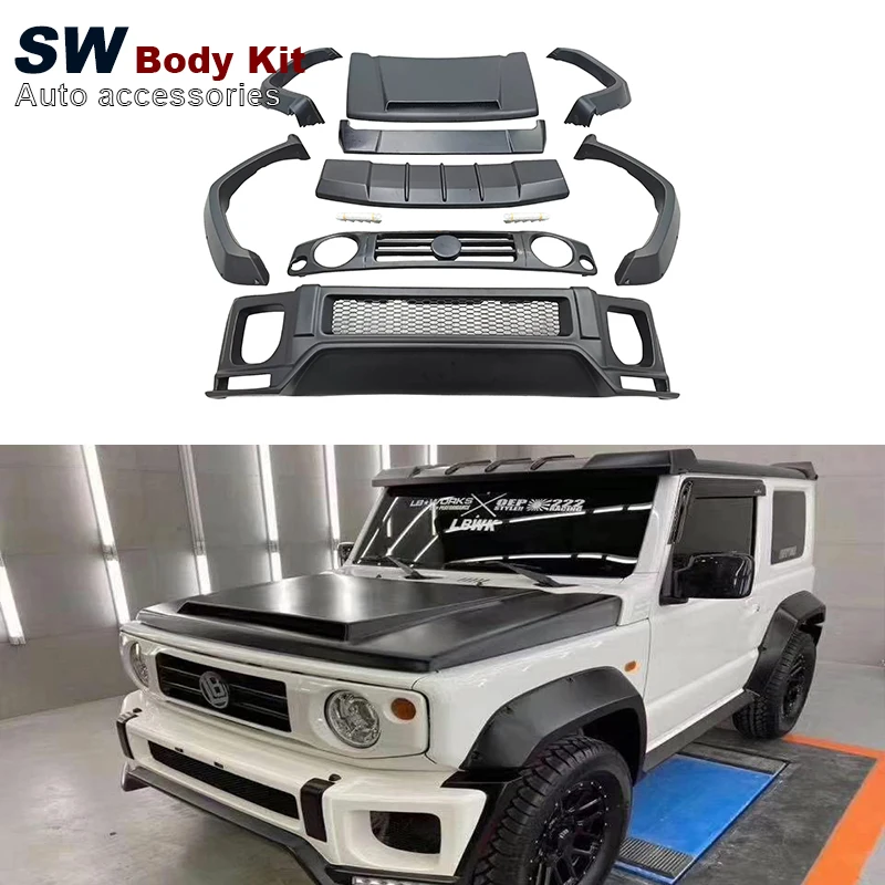 

LB Style Wide Body Performance Kit For Suzuki Jimny JB64 JB74 Auto Parts Front Bumper Grille Hood Fender Spoiler G mini TYPE1