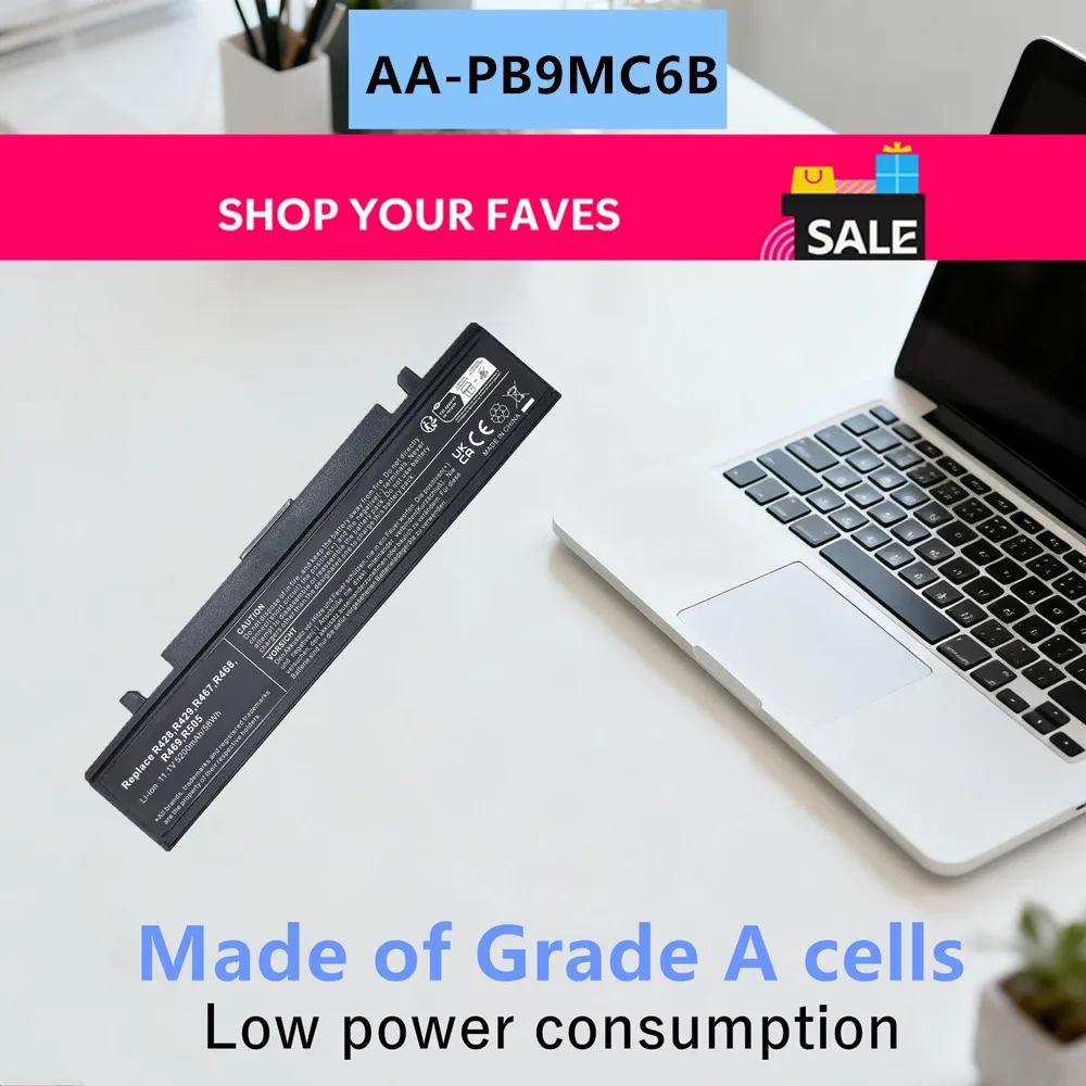 Laptop AA-PB9NC6W AA-PB9NC6B Battery for Samsung R428 R429 R430 R460 R462 R463 R464 R465 R466 R467 R468 R470 R478 R480 R620