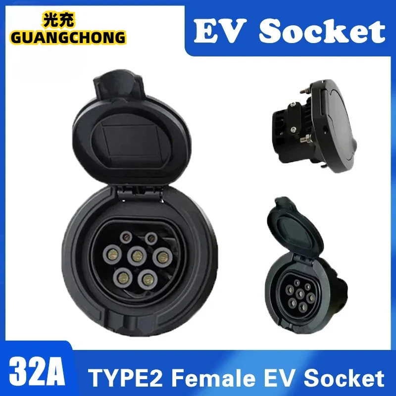 

IEC 62196-2 Type 2 Socket 32A Electric Vehicles AC Charging Pole Socket Type2 female socket Single/three Phase 240V