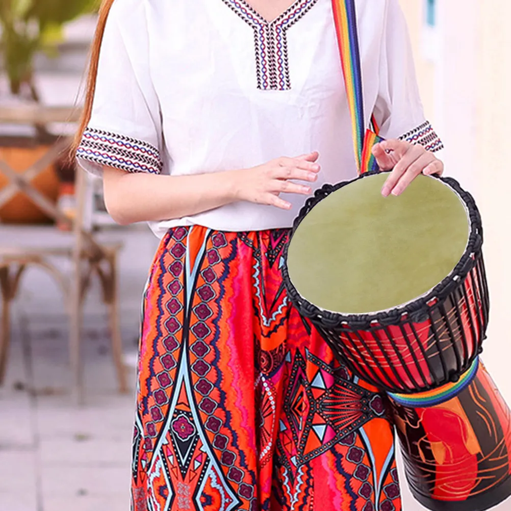 2 Peças de Pele de Cabra para Tambor Africano Djembe Dunun, Pele de Substituição Redonda para Instrumentos de Percussão Manual, Peças de Cobertura de Tambor
