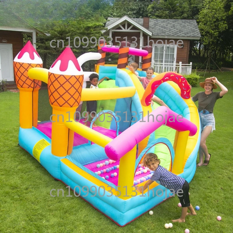 

Oxford cloth castle small trampoline for children, inflatable donuts, inflatable trampoline, slide for home use