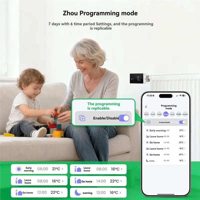 Regolatore di temperatura del termostato Tuya Zigbee squisito per il telecomando della valvola del radiatore tramite l'app mobile