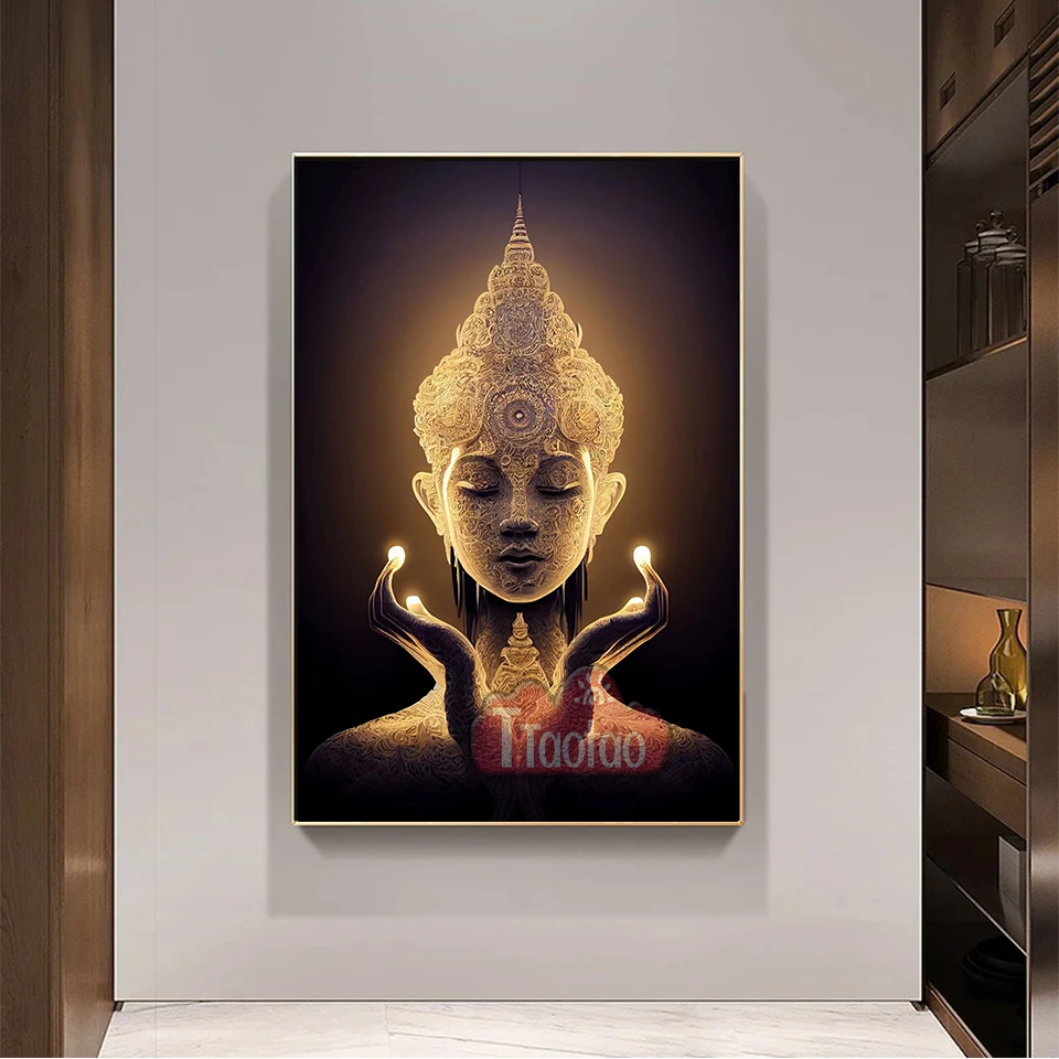 5D Abstract Religious Art Diamond Painting DIY Meditation Buddha Lotus Full Square Round Mosaic Rhinestone Cross Stitch Crafts