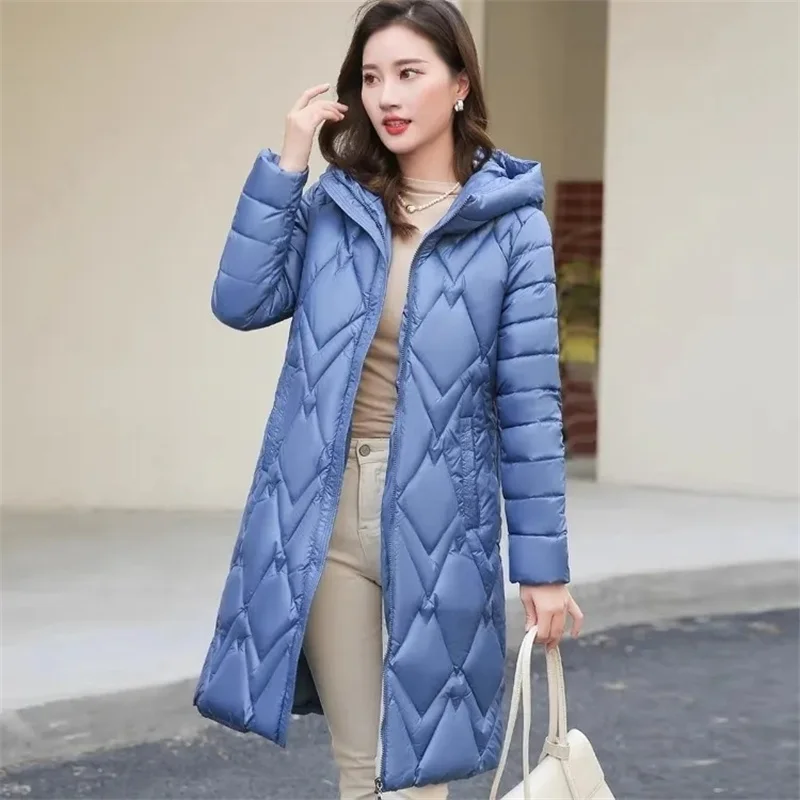 Middle-aged Mother 2024 Winter Women Hooded Parkas Coat Female Loose Padded Cotton Thicken Warm Puffer Jackets Long Outwear