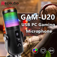 GAM-U20 Professional Mobile Computer USB Interface Desktop Microphone Game Live Media Blog RGB Condenser Microphone