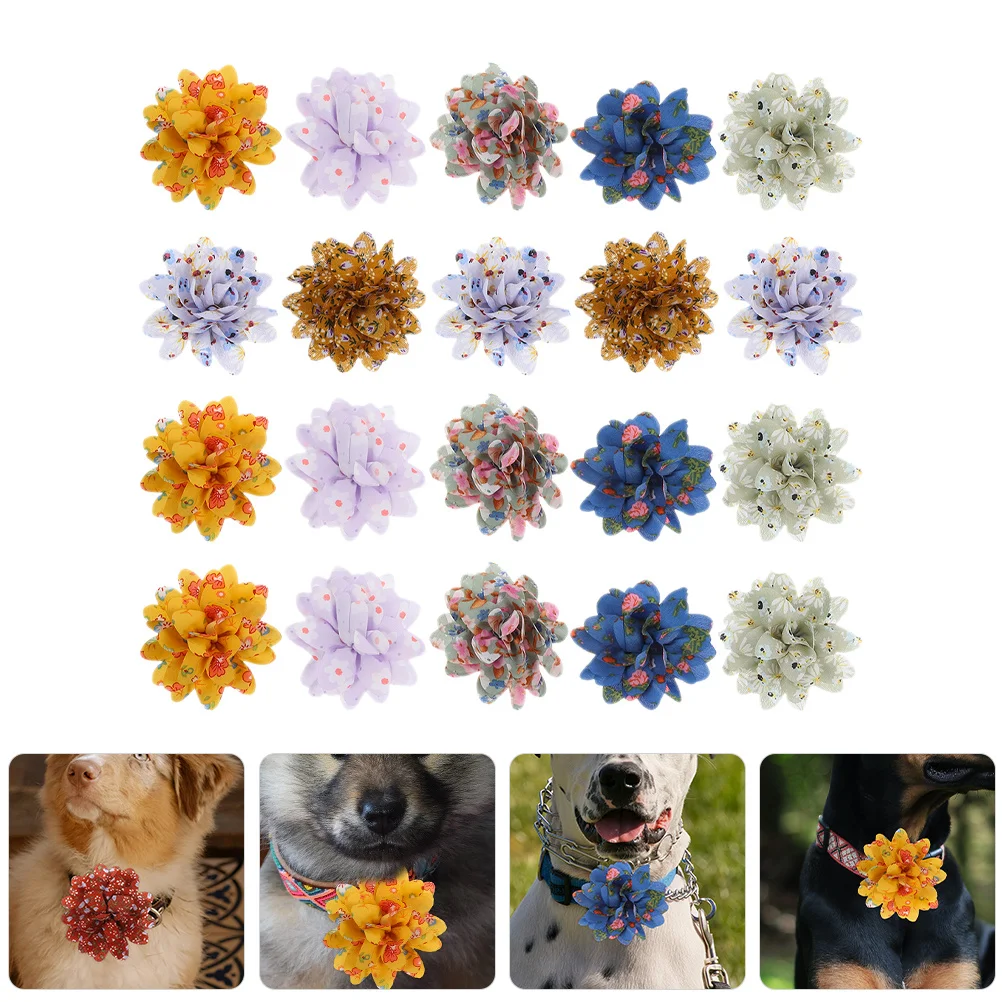 20 قطعة جرو القط طوق زهرة الزينة دائم غير يتلاشى النبيلة نظرة للحيوانات الأليفة التصوير الدعائم طوق بكلاب الزهور #4