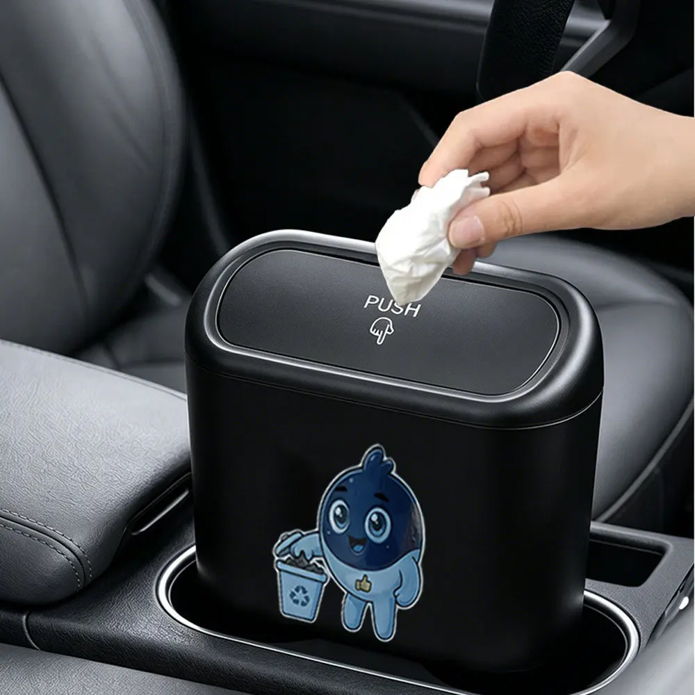 Car trash can with lid, leak-proof, portable hanging trash can for vehicle organization view 4
