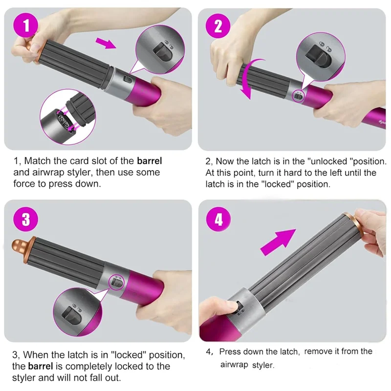 A74G-2In1 ผมสั้น Curling Barrels 1.6 นิ้ว/40 มม.และอะแดปเตอร์สําหรับ Dyson Airwrap Styler เป็นเครื่องเป่าผมผสม