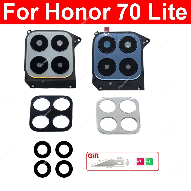 

For Honor 70 Lite REN-NX1 Back Lens Glass Rear Camera Lens Glass with Sticker Replacement Spare Parts