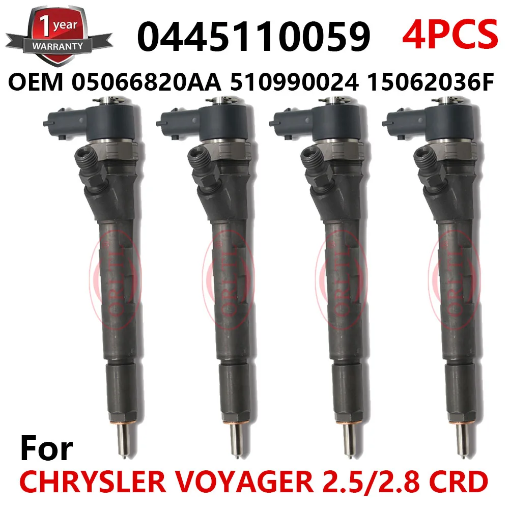 

4PCS New Fuel Injector 0445110059 5066820AA 510990024 For JEEP CHEROKEE KJ MK2 2.8 CRDI LDV Maxus 0 445 110 059 / 0445 110 059