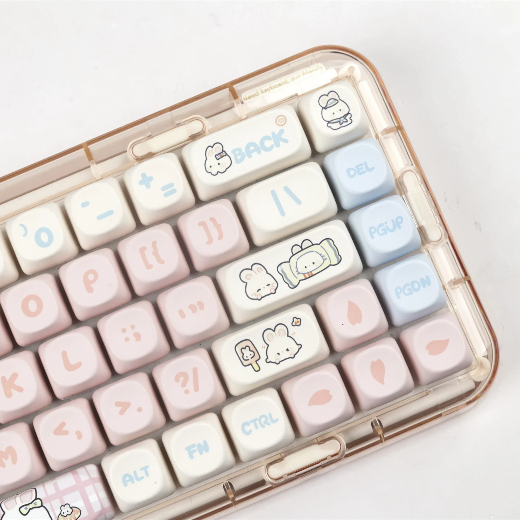 Milky Pink Keycap PBT Sublimation MOA Profile Cute Keycap for Girls Gaming Office Mechanical Keyboard Keys Gaming Customization