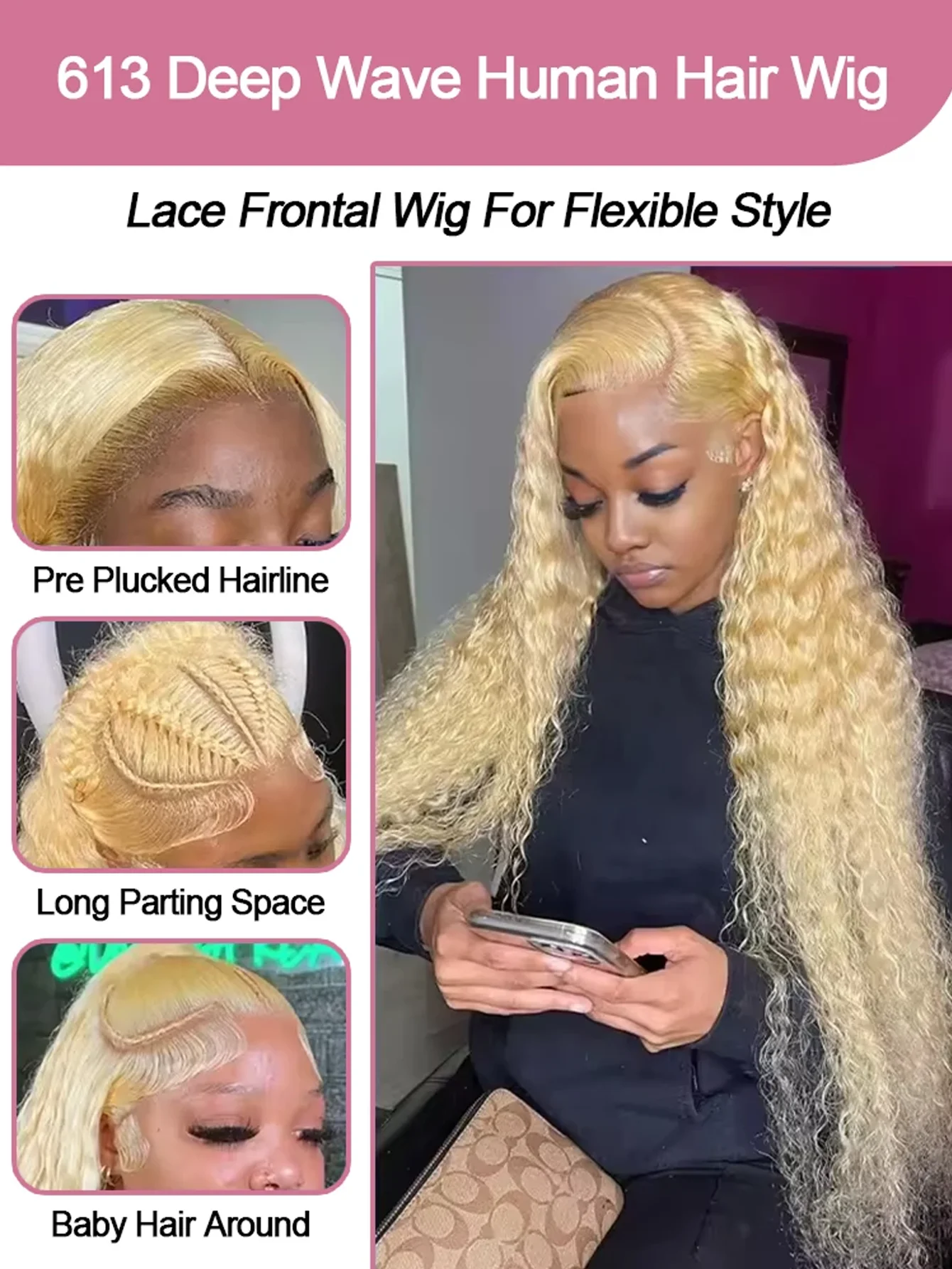 30 pulgadas 200 densidad 13x4 peluca con malla frontal 613 Rubio onda profunda peluca Frontal de encaje cabello humano rizado brasileño Pre desplumado