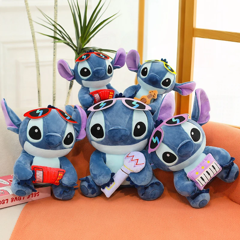 

Disney Kawaii Stich Plush Toy Stitch Music Guitar Stuffed Doll Cute Kids Birthday Xmas Gift for Children Soft Toys Collection