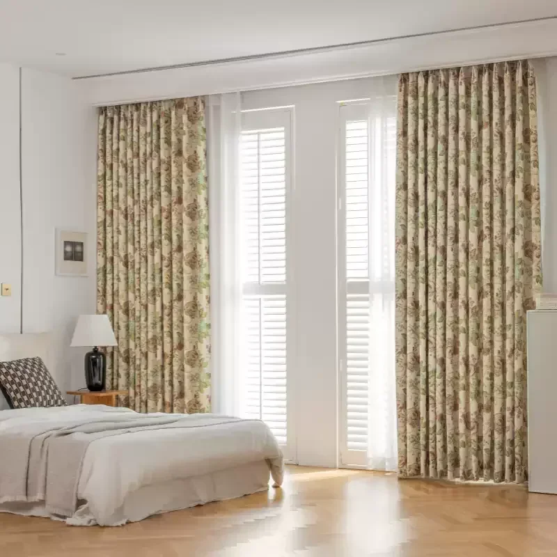 

American Thickened Chenille Yarn-dyed Jacquard Blackout Curtains for Living Room Bedroom and Balcony Customized Finished Product