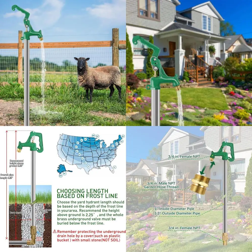 

Морозостойкий гидрант для наружного двора, соединение 3/4, длина 4,25 фута, глубина 24 прорыва для орошения сада