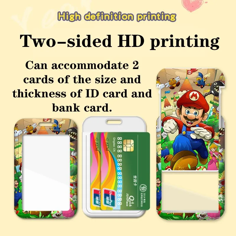 漫画アニメカードスリーブネックストラップランヤードIDバス地下鉄アクセスワークパーミット学生スリーブチェーンキーホルダーカバー