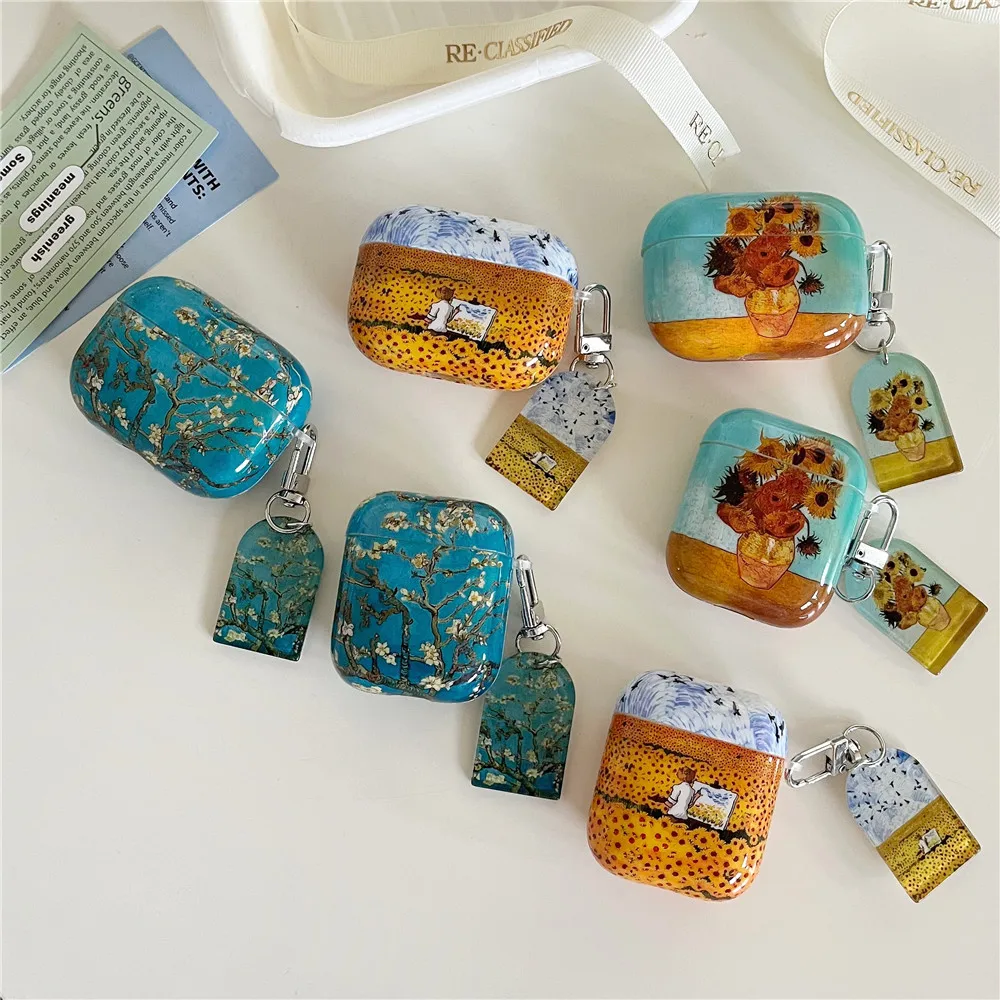 Fundas de pintura al óleo de Van Gogh para auriculares AirPods 1st 2nd 3rd Pro 2nd Generation Collection Value Artwork Cover para Apple Airpods