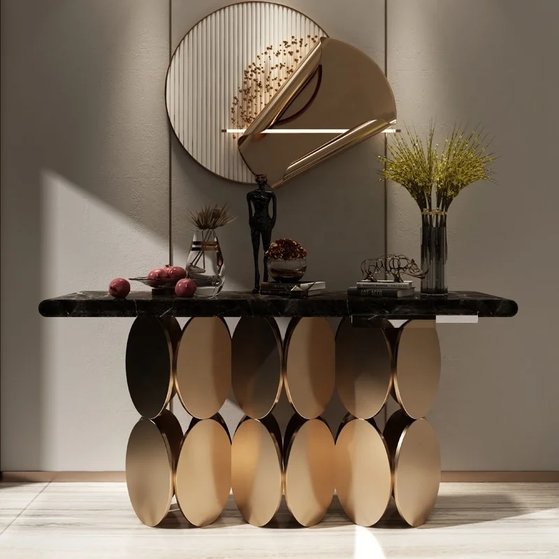 

Elegant Home Use Furniture Stainless Steel Indoor Gold Coffee Console Table