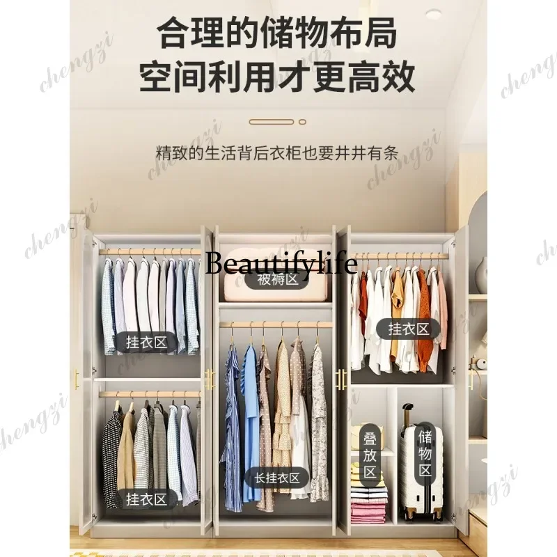 French wardrobe home bedroom modern light luxury cream style retro solid wood ecological glass door wardrobe d178