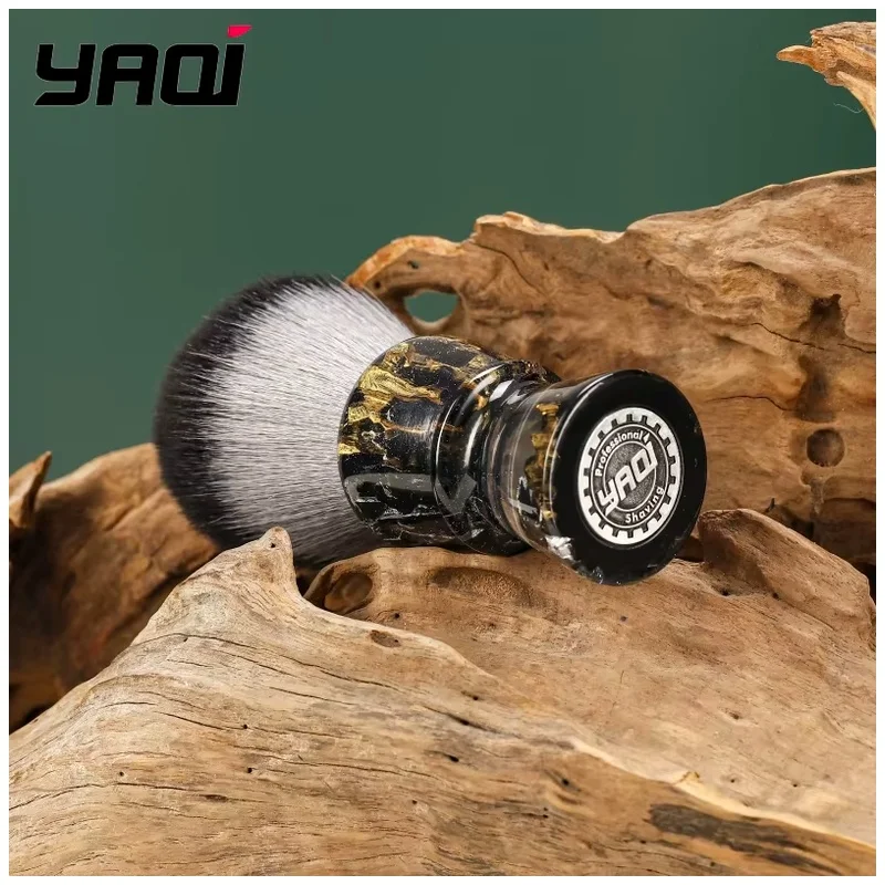 YAQI ROCKS Wet Shave Tools Shaving Brush 28mm Synthetic Hair Resin Handle Men's for Facial Beard Stubble Grooming Mens Gift