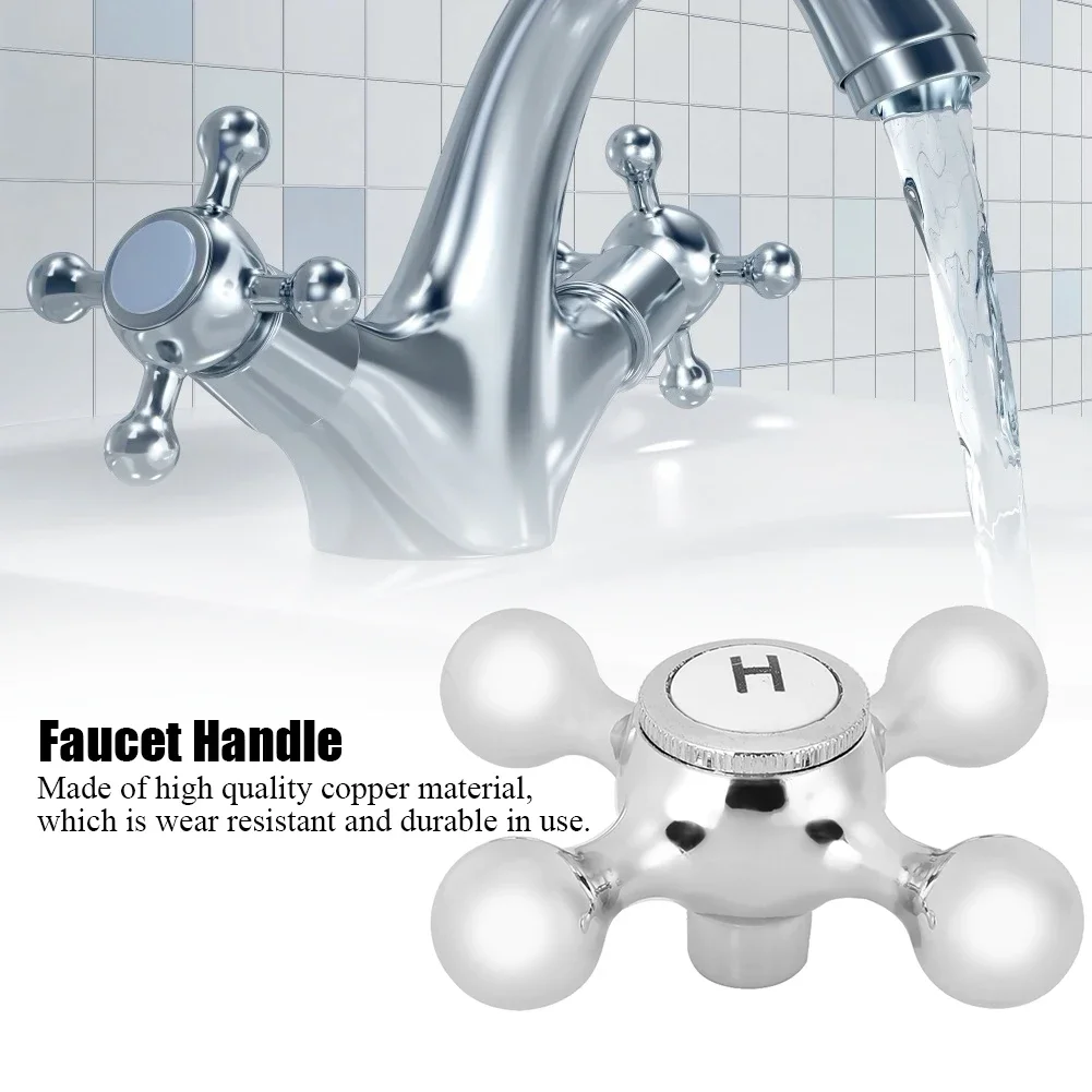 Sink Faucet Handle Copper Cross Handle Bath for Kitchen Bathroom Sink Unique Plum Blossom Water Faucet Handle Replacements Tools