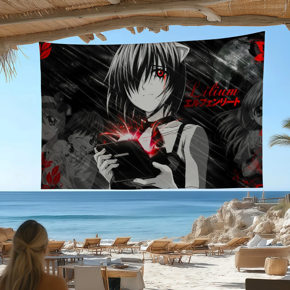 Anime E-Elfen L-Lied Flag Tapestries For Classroom Dormitory Camping Picnic Party Cheering Home Indoor Outdoor Decor