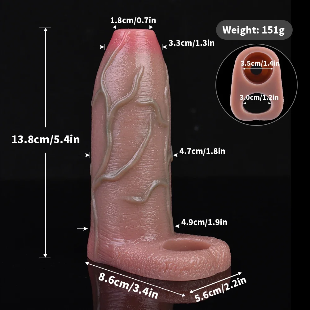 New FAAK Silicone Penis Sleeve Cock Enlargement Realistic Dildo Sheath Penis Ring Sex Toys For Men Skin Touch Male Masturbator