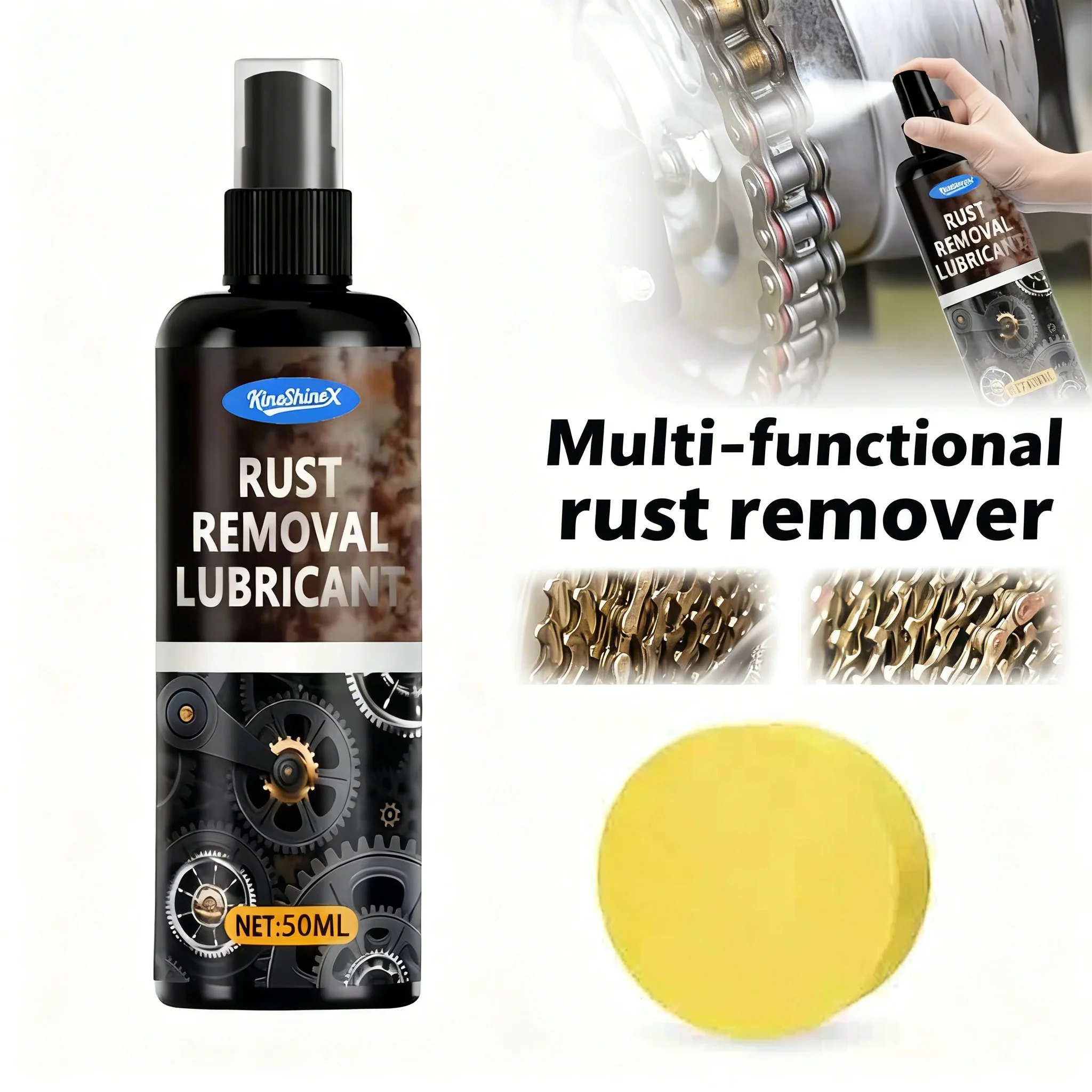 50/100ML Bike Chain Rust Removal Lubricant Spray, Multi-Purpose Metal Rust Dissolver Lubricant for Gears, Bolts, Auto Hinges