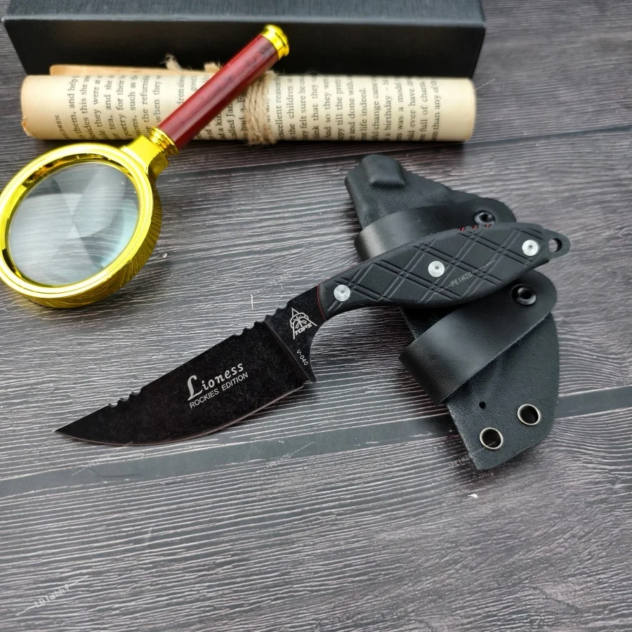 

V040 Portable Small Straight Knife 8Cr13Mov Blade G10 Handle Durable and Versatile for Both Hands Perfect for Outdoor Camping