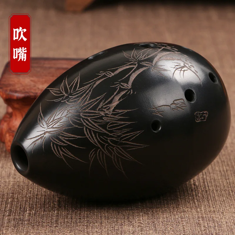 

Qixing Xun, Eight-hole Pear-shaped Black Pottery Xun Students Beginner Xun Introduction Practice Ethnic Musical Instruments