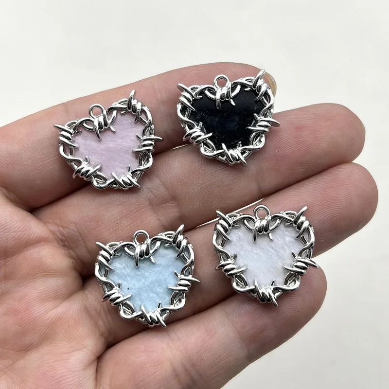 12/40 Uds dulce cuento de hadas princesa viento espina encaje amor espejo aleación accesorios DIY pendientes accesorios para el cabello Material colgante