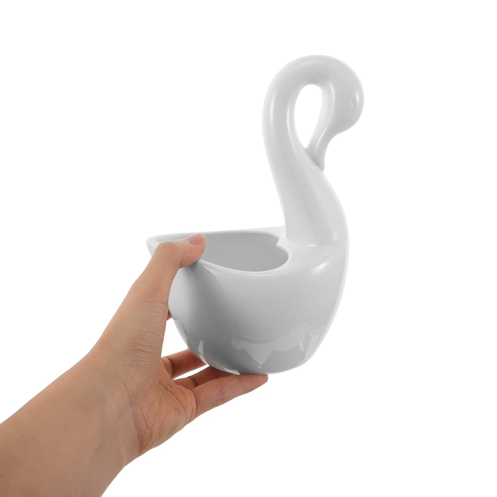 Swan Base Ceramic Spoon Fork Organizer Silverware Holder Flatware Storage Rack Kitchen Countertop Dining Table Cutlery Organizer