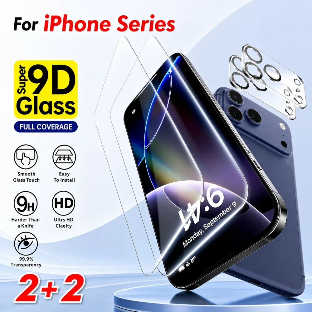 2 Stück Displayschutzfolie, 2 Stück Kameraobjektivschutz für iPhone 15 15 Plus, gehärtetes Glas für iPhone 15 Pro Pro Max