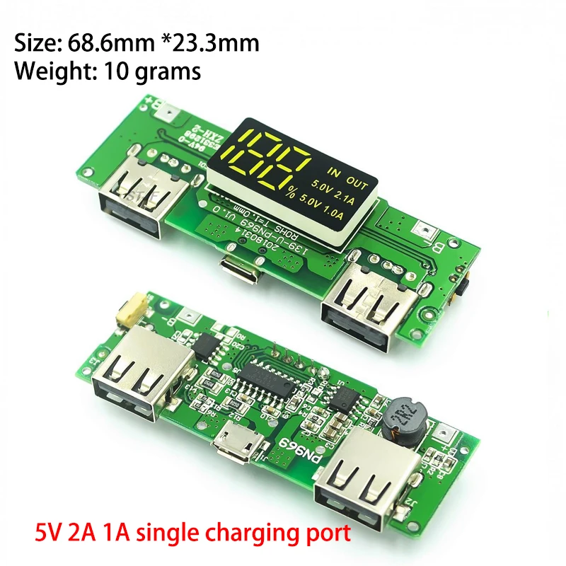 LED Dual USB 5V 2.1a Micro/Typ-C USB Mobile Power Bank 2,4 Lade modul Lithium-Batterie ladegerät Platine Stromkreis schutz – Detail 6
