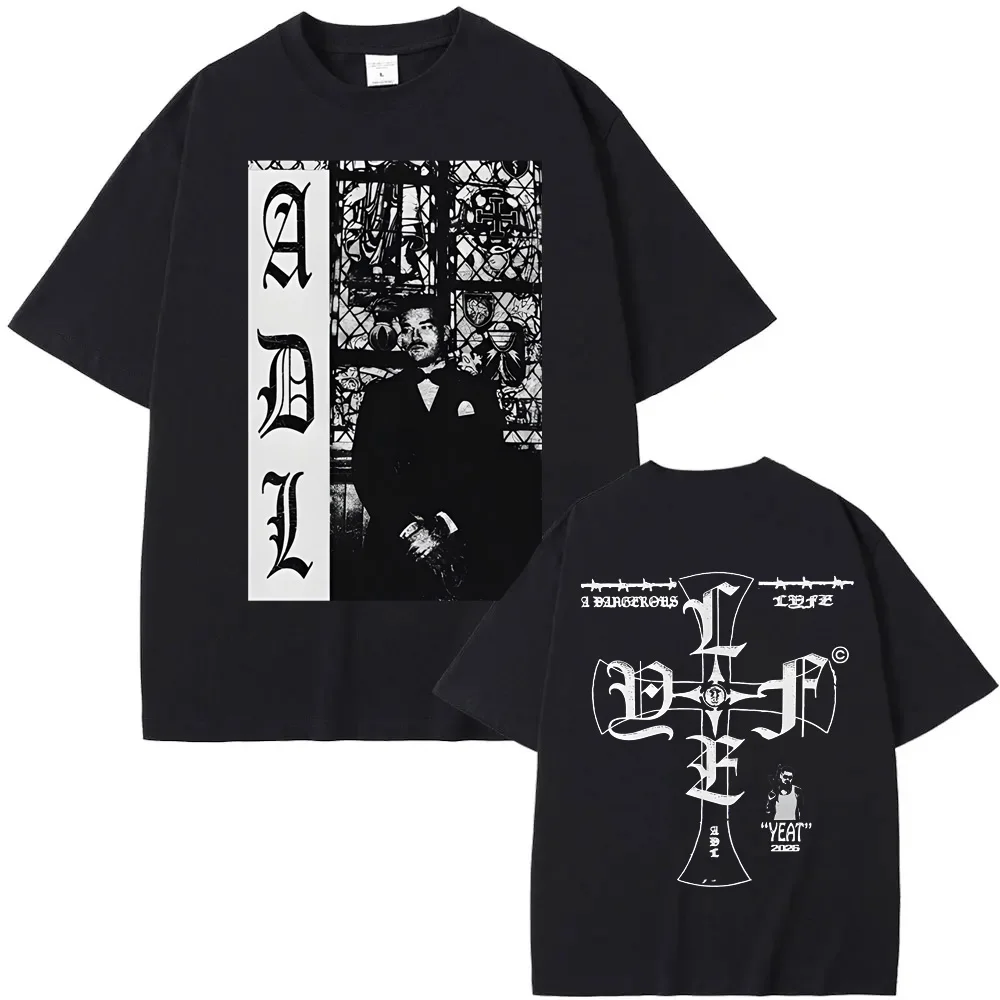 A DANGEROUS LYFE CROSS TEE 2026 new style Yeat Casual T-Shirt Summer T shirt High Quality Cotton Comfortable Unisex Short Sleeve