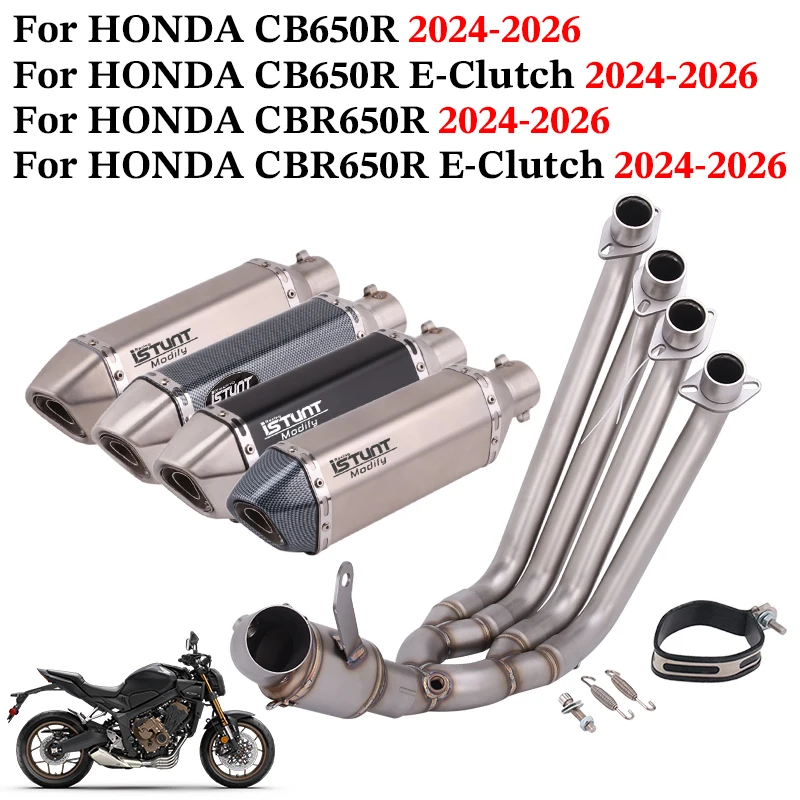 

For HONDA CB650R CB 650R CBR650R E-Clutch 2024 2025 2026 Motorcycle Full Exhaust Escape System Front Link Pipe Muffler DB Killer