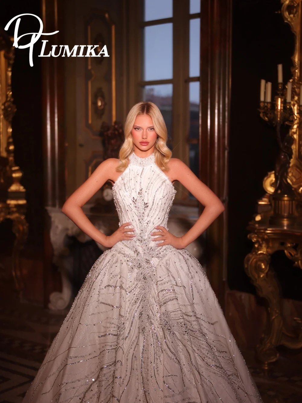 

Opulent Halter Neck Beaded Wedding Dress 2026 Timeless Crystal Bridal Dress Stunning Floor-Length Bridal Gown Vestidos De Novia